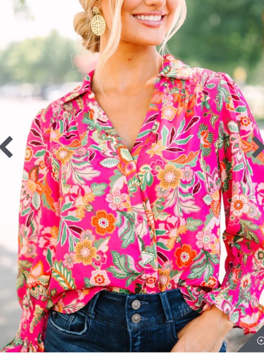 Fate Vibrant Pink Floral Button-Down Shirt